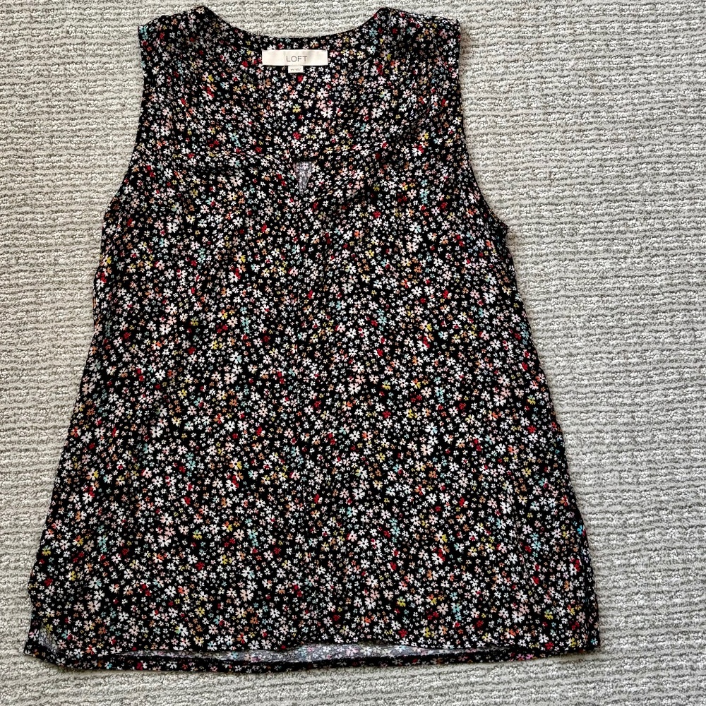 LOFT mixed media sleeveless shell XS